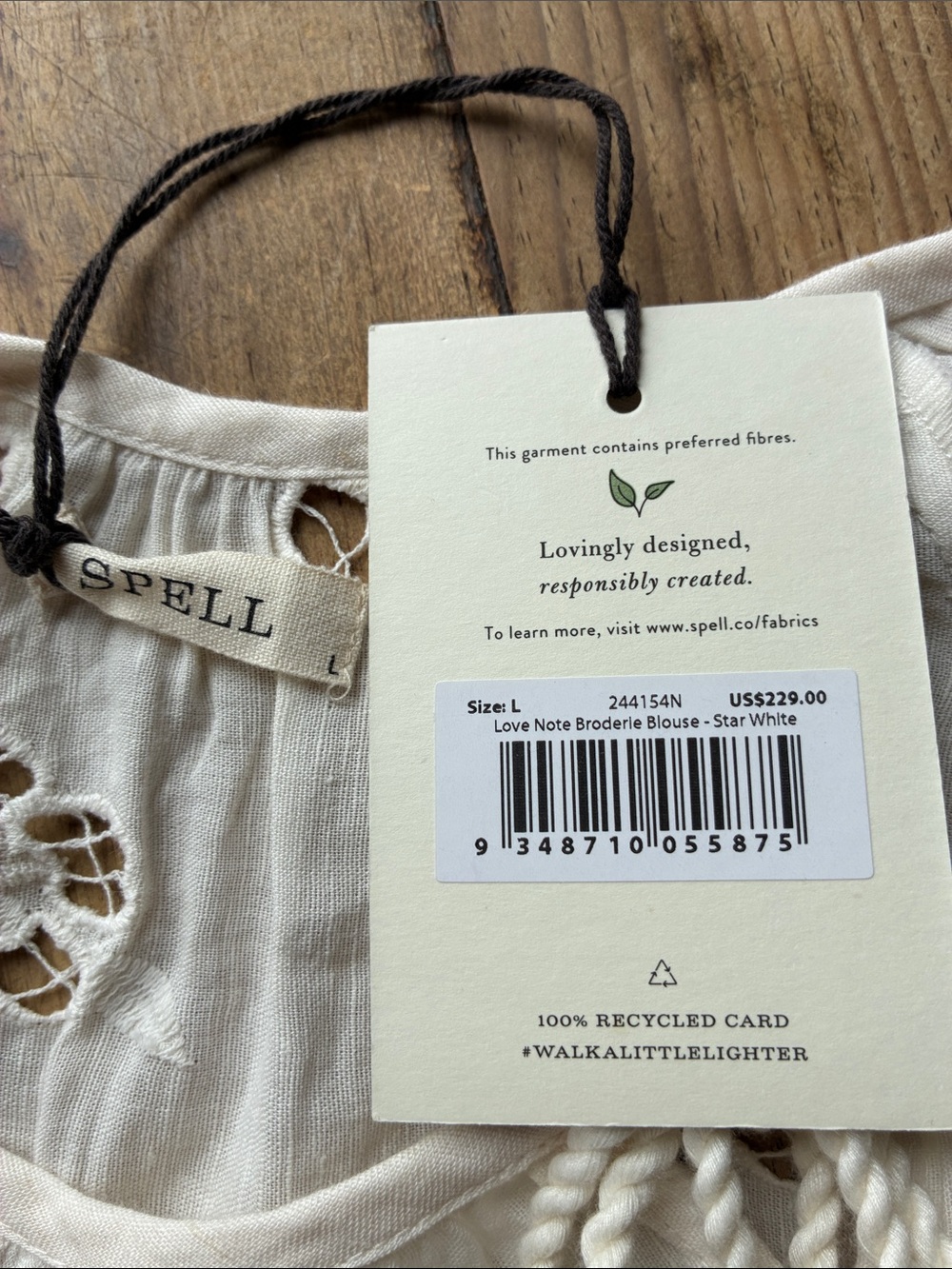 NWT Spell Organic Cotton Love Note Broderie Blouse in Star White size Large - Picture 11 of 14
